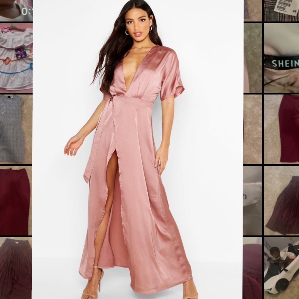 BOOHOO SATIN MAXI WRAP DRESS!